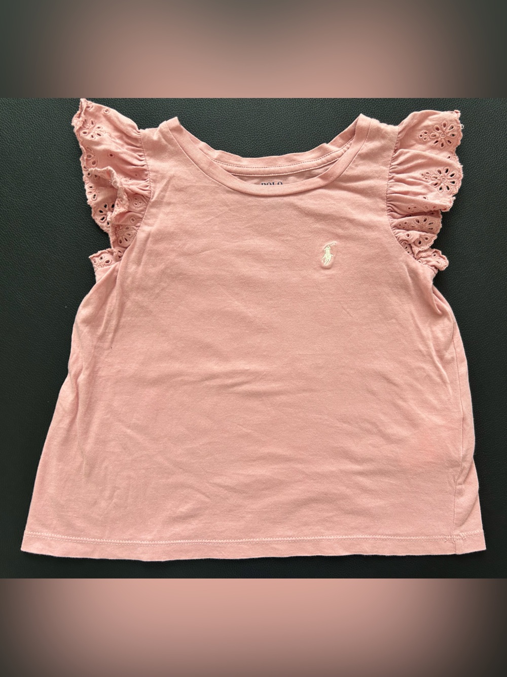 Polo by Ralph Lauren Pink Eyelet Flutter Sleeve Tee